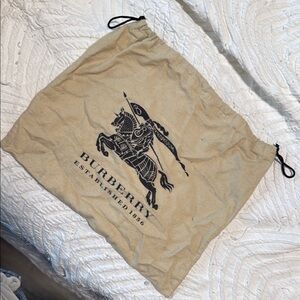 Burberry Tan Canvas Drawstring Bag